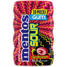 Mentos sour gum strawberry 28pc